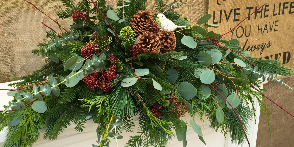 Minter Country Garden-Chilliwack-British Columbia-Christmas greens-evergreen mantlepiece (1)